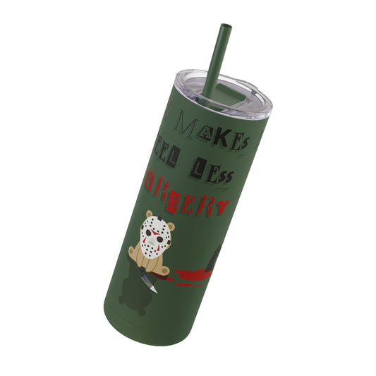 Coffee Stops Murder Halloween Skinny Matte Tumbler, 20oz - From Freedom Bear Coffee LLC - Just $29.99! Shop now at Freedom Bear Coffee LLC