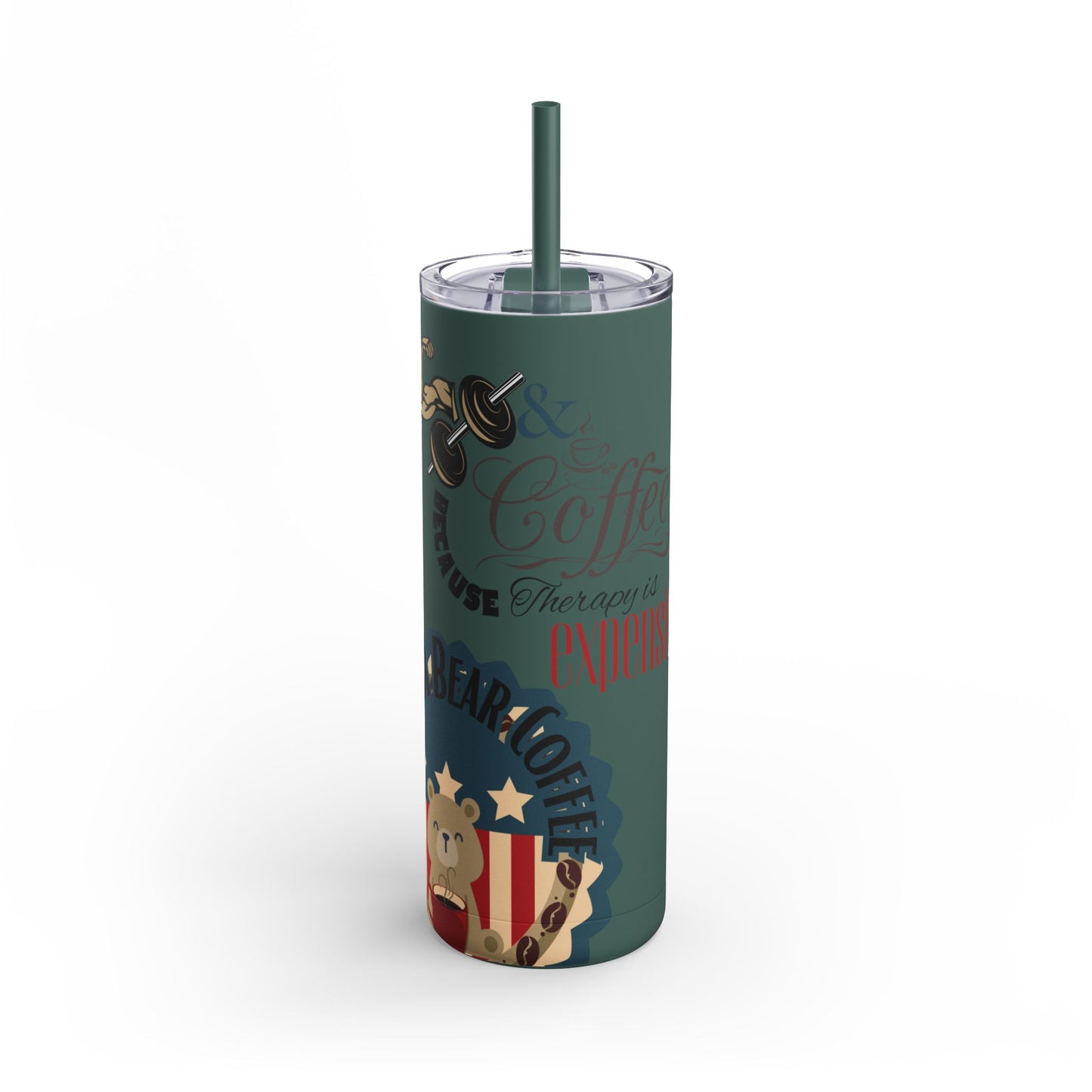Gym & Coffee Skinny Matte Tumbler, 20oz - From Freedom Bear Coffee LLC - Just $29.99! Shop now at Freedom Bear Coffee LLC