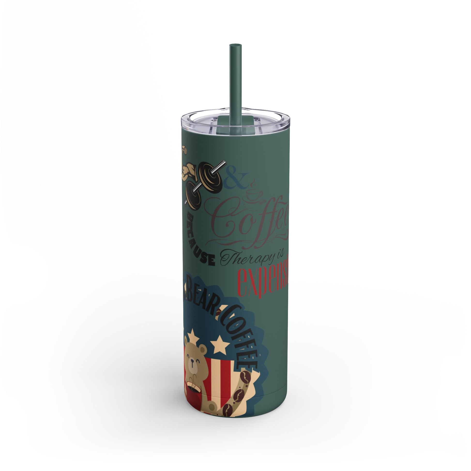 Gym & Coffee Skinny Matte Tumbler, 20oz - From Freedom Bear Coffee LLC - Just $29.99! Shop now at Freedom Bear Coffee LLC