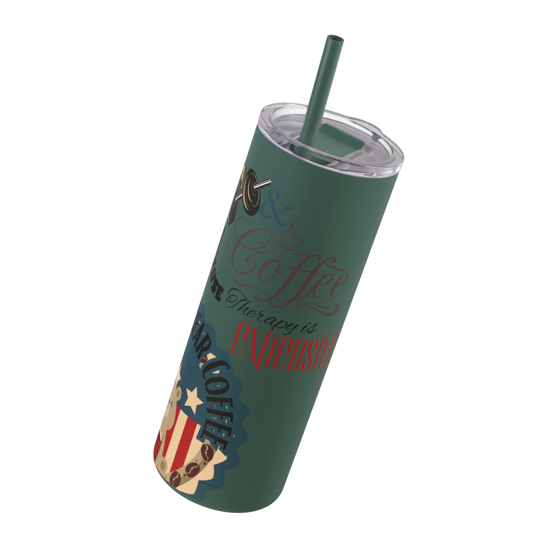 Gym & Coffee Skinny Matte Tumbler, 20oz - From Freedom Bear Coffee LLC - Just $29.99! Shop now at Freedom Bear Coffee LLC