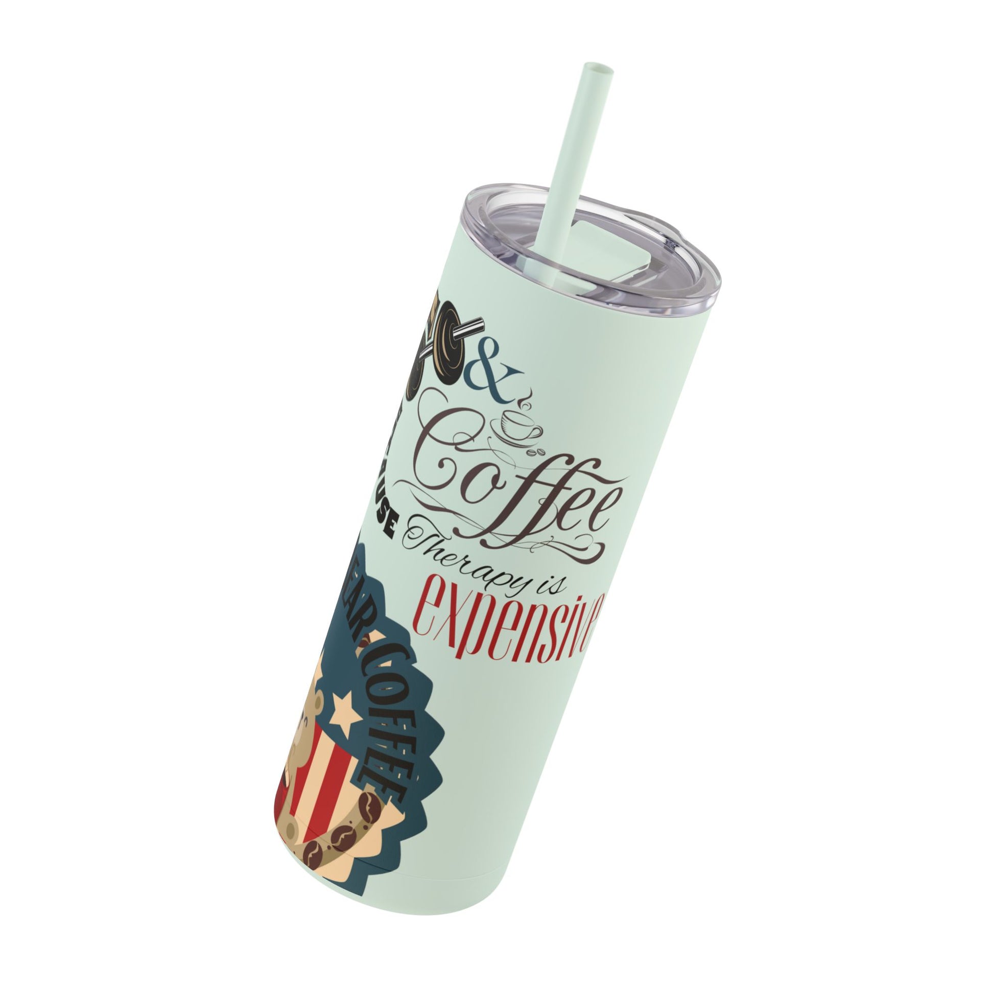 Gym & Coffee Skinny Matte Tumbler, 20oz - From Freedom Bear Coffee LLC - Just $29.99! Shop now at Freedom Bear Coffee LLC