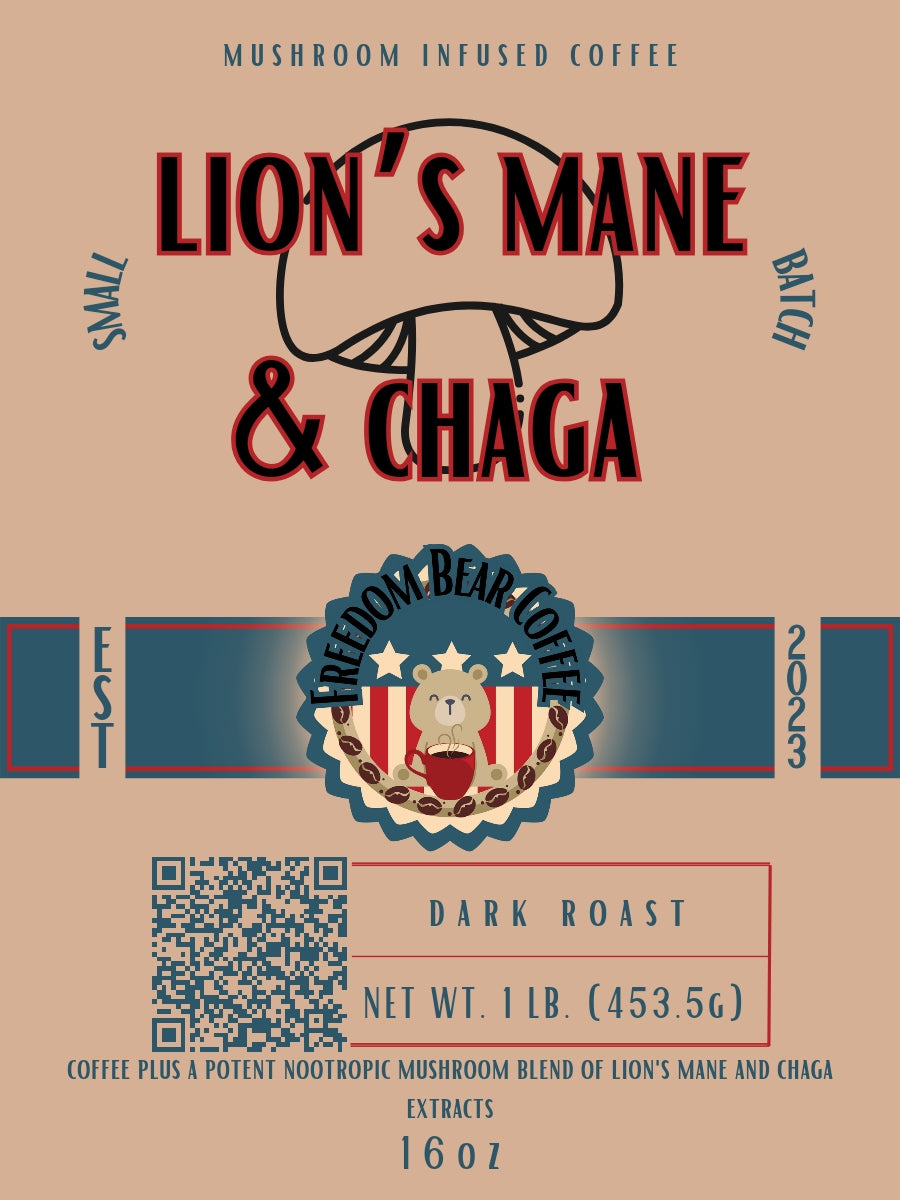 Mushroom Infused Coffee - Lion’s Mane & Chaga 1lb - From Freedom Bear Coffee LLC - Just $34.99! Shop now at Freedom Bear Coffee LLC