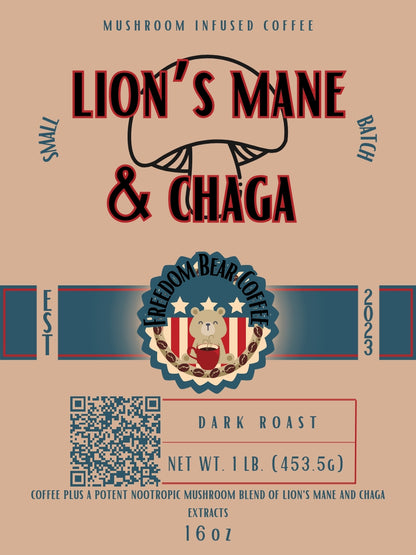 Mushroom Infused Coffee - Lion’s Mane & Chaga 1lb - From Freedom Bear Coffee LLC - Just $34.99! Shop now at Freedom Bear Coffee LLC