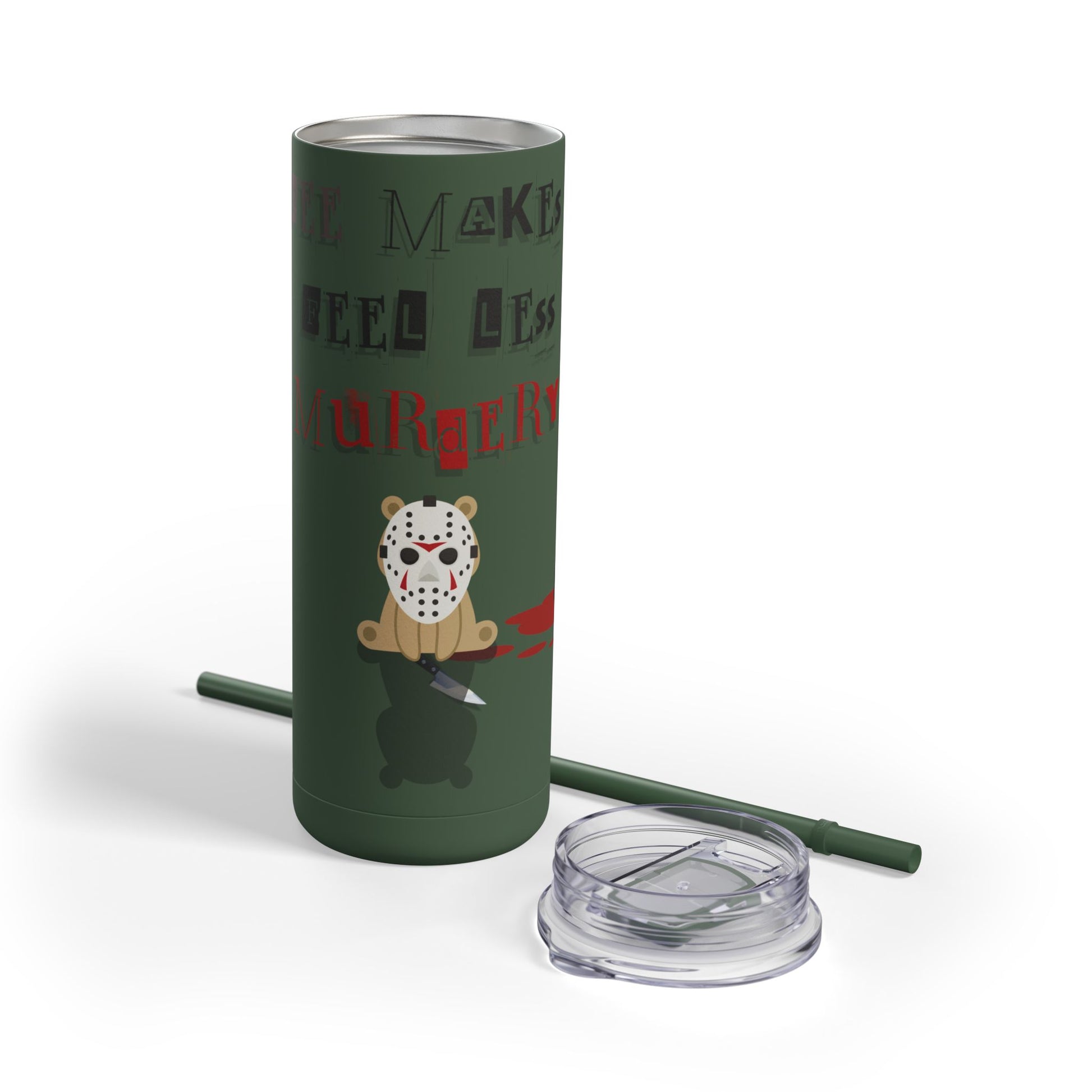 Coffee Stops Murder Halloween Skinny Matte Tumbler, 20oz - From Freedom Bear Coffee LLC - Just $29.99! Shop now at Freedom Bear Coffee LLC