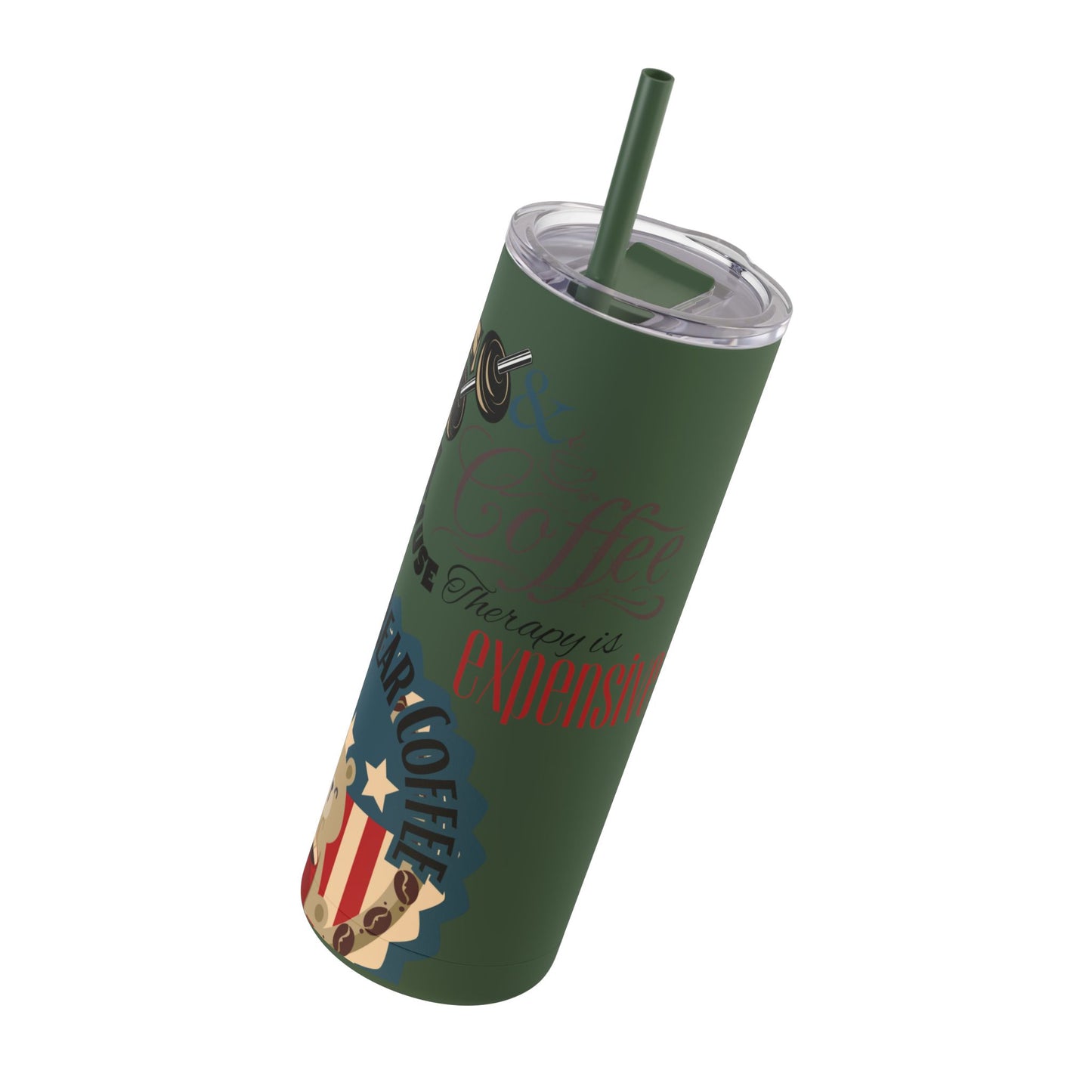 Gym & Coffee Skinny Matte Tumbler, 20oz - From Freedom Bear Coffee LLC - Just $29.99! Shop now at Freedom Bear Coffee LLC