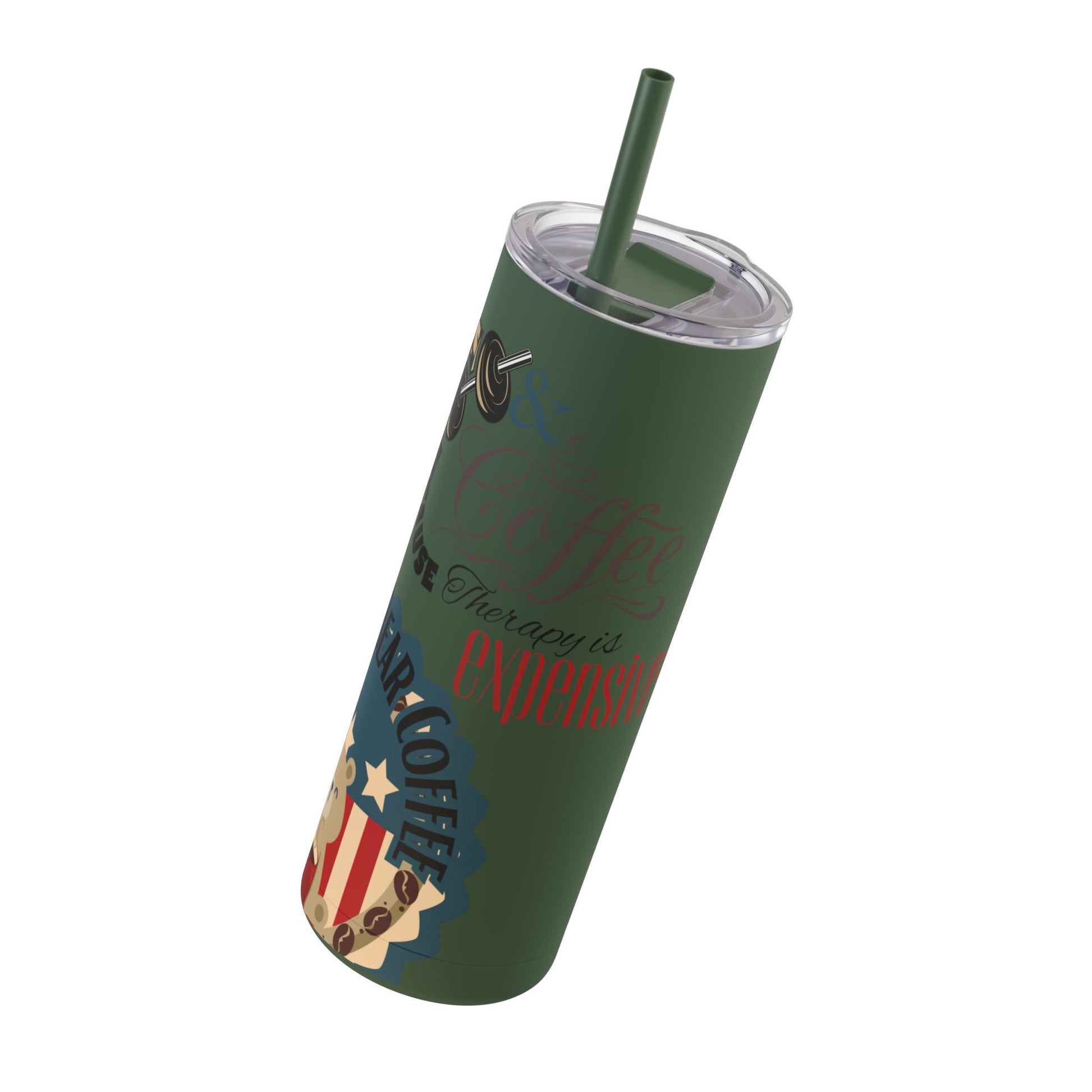 Gym & Coffee Skinny Matte Tumbler, 20oz - From Freedom Bear Coffee LLC - Just $29.99! Shop now at Freedom Bear Coffee LLC
