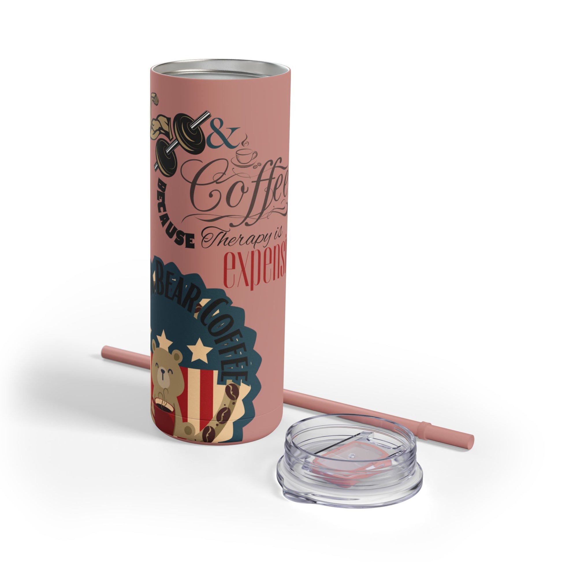 Gym & Coffee Skinny Matte Tumbler, 20oz - From Freedom Bear Coffee LLC - Just $29.99! Shop now at Freedom Bear Coffee LLC
