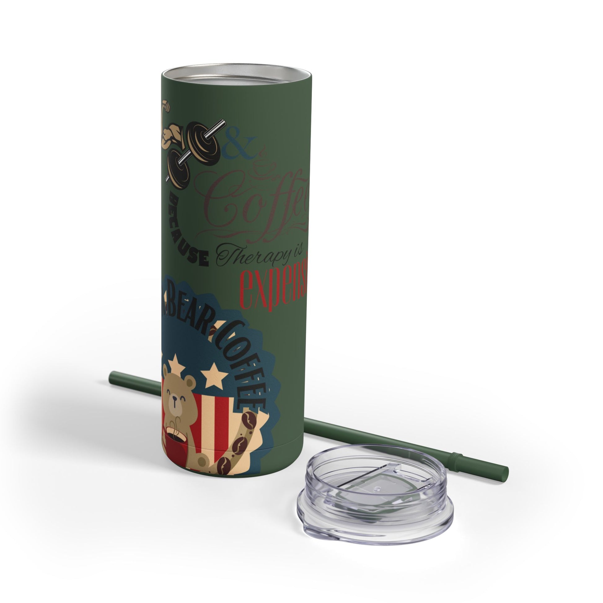 Gym & Coffee Skinny Matte Tumbler, 20oz - From Freedom Bear Coffee LLC - Just $29.99! Shop now at Freedom Bear Coffee LLC