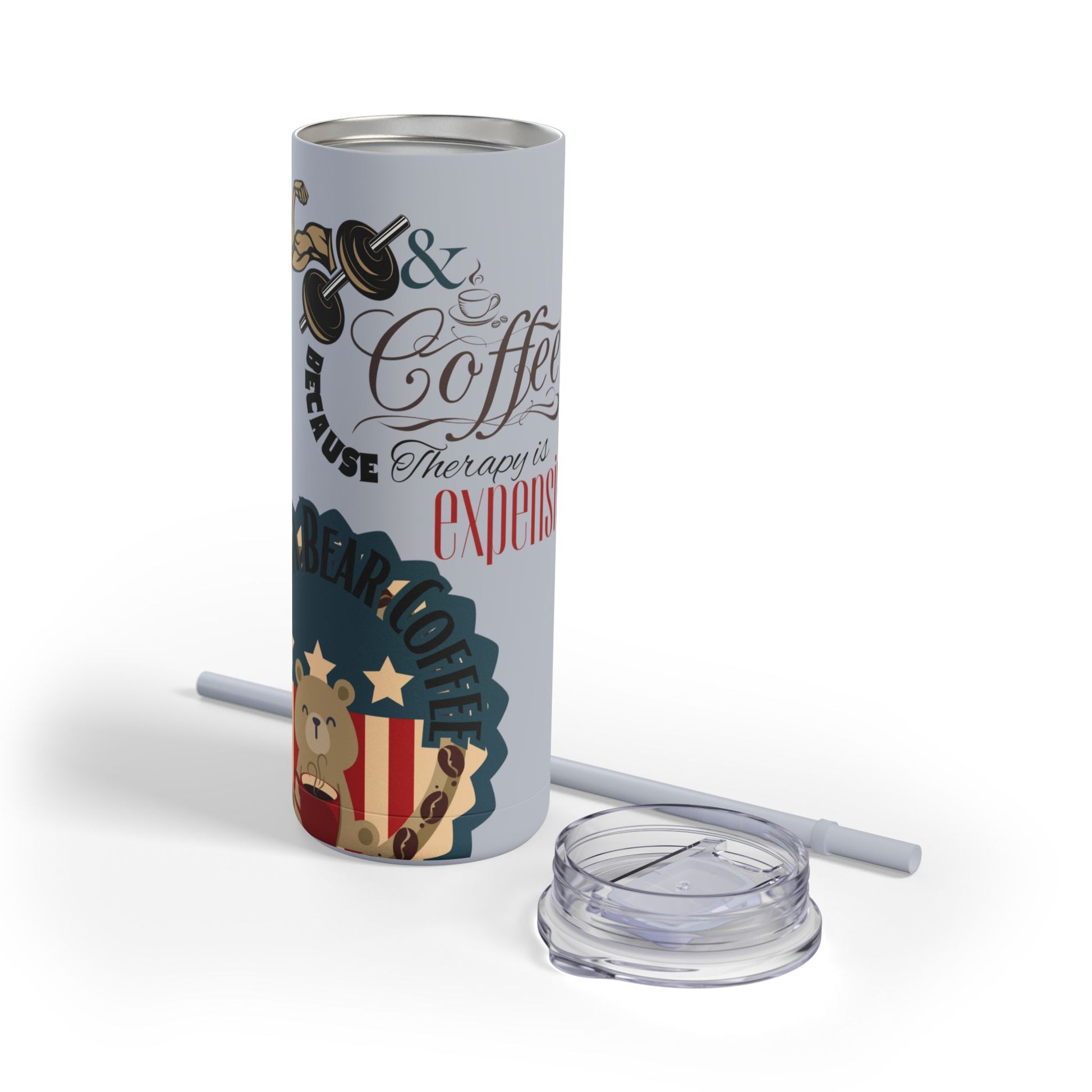 Gym & Coffee Skinny Matte Tumbler, 20oz - From Freedom Bear Coffee LLC - Just $29.99! Shop now at Freedom Bear Coffee LLC