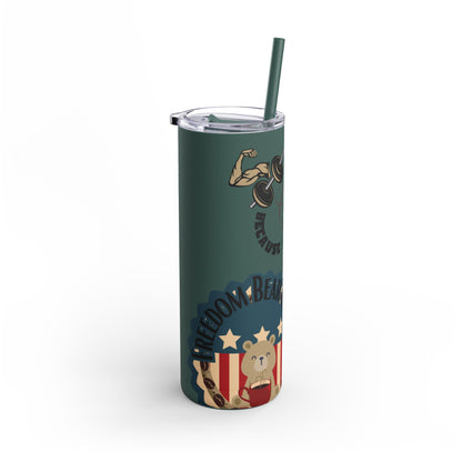 Gym & Coffee Skinny Matte Tumbler, 20oz - From Freedom Bear Coffee LLC - Just $29.99! Shop now at Freedom Bear Coffee LLC