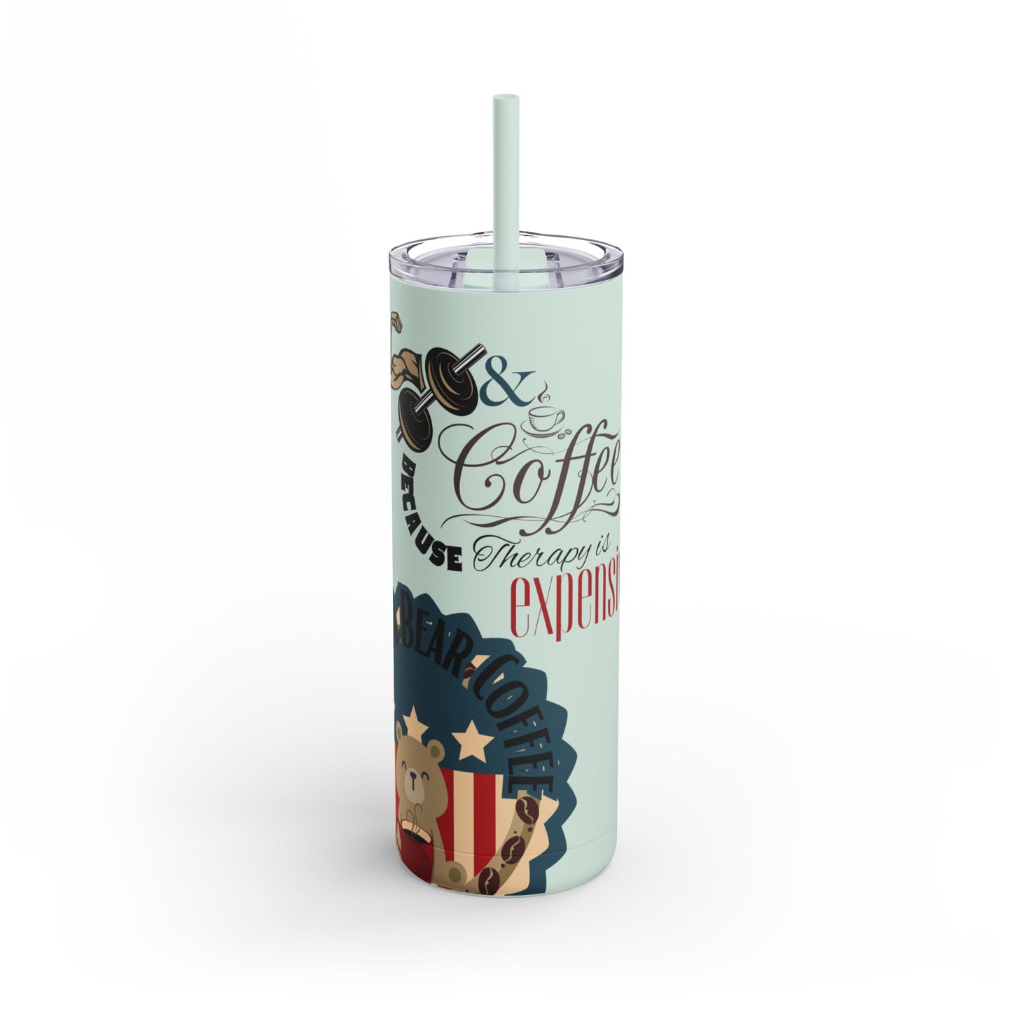 Gym & Coffee Skinny Matte Tumbler, 20oz - From Freedom Bear Coffee LLC - Just $29.99! Shop now at Freedom Bear Coffee LLC