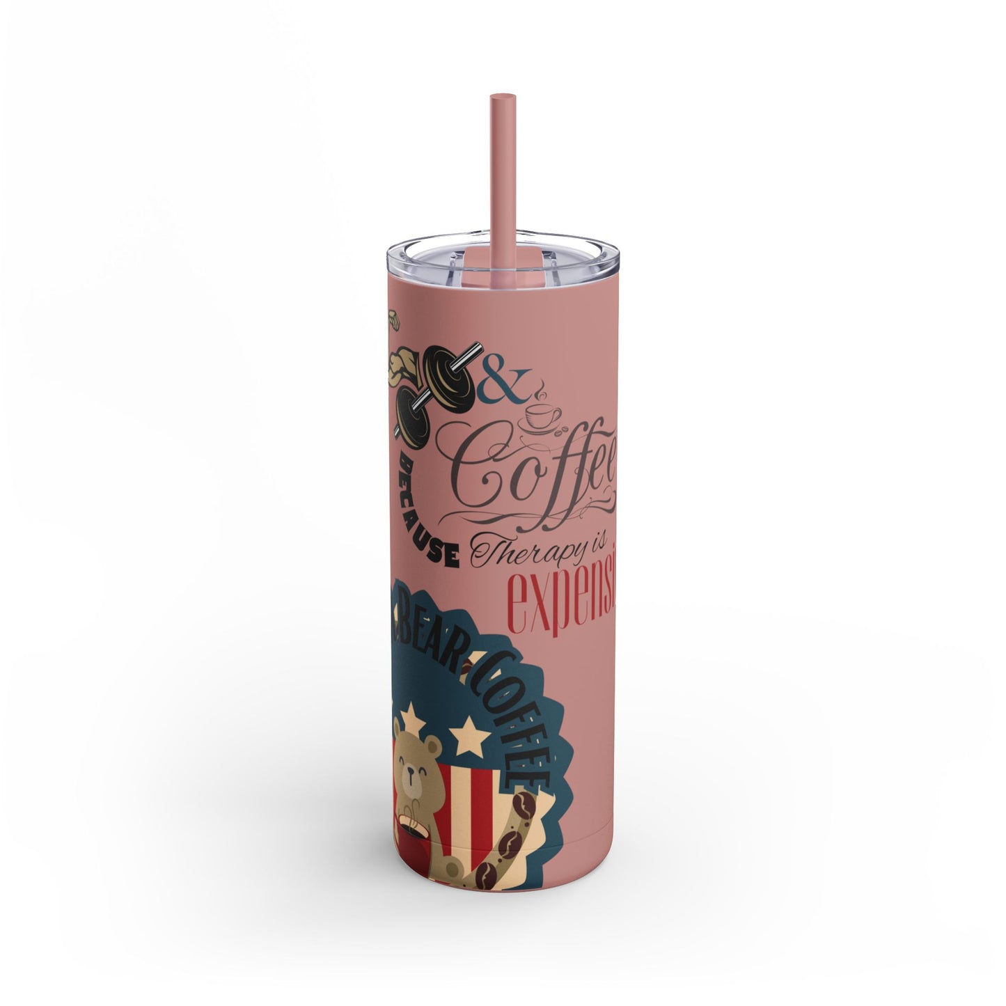 Gym & Coffee Skinny Matte Tumbler, 20oz - From Freedom Bear Coffee LLC - Just $29.99! Shop now at Freedom Bear Coffee LLC