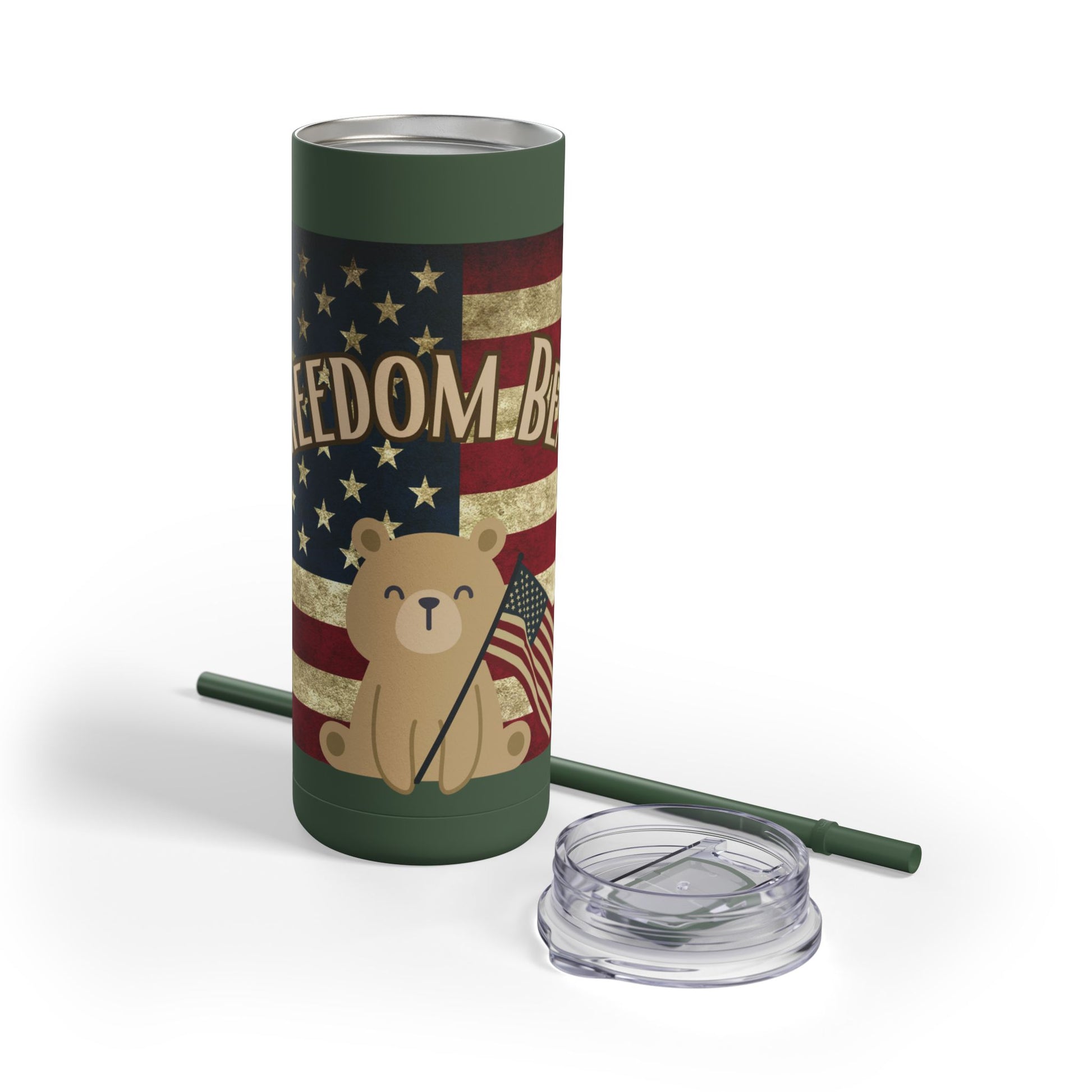 Freedom Bear Flying Flag Skinny Matte Tumbler, 20oz - From Freedom Bear Coffee LLC - Just $29.99! Shop now at Freedom Bear Coffee LLC