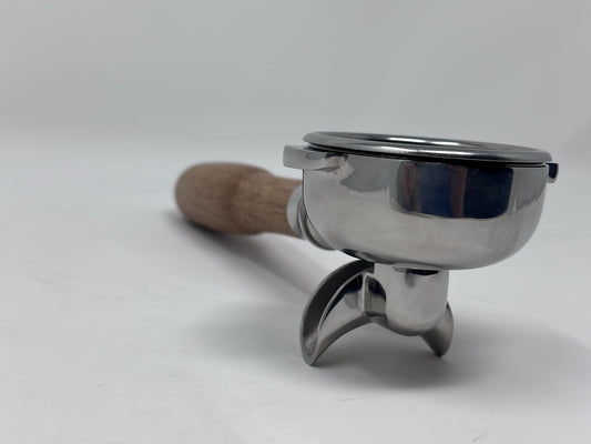58mm Double Spout Portafilter with Wood Handle - From Espresso Outlet LLC - Just $70! Shop now at Freedom Bear Coffee LLC